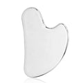 Stainless steel facial massage board with double-head roller, scraping plate, and heart-shaped eye poking stick