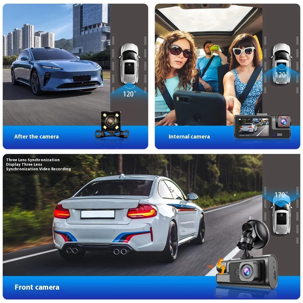 WiFi-enabled car dash cam with 2-inch screen showing on-device display