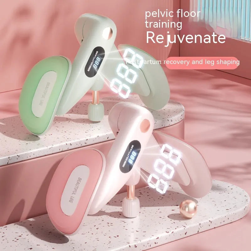 Electronic counting pelvic floor muscle trainer device in grey ABS and foam construction