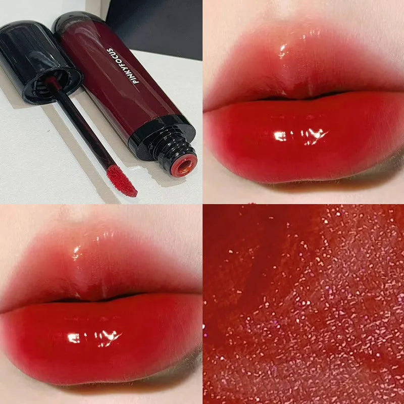Black Citrus Mirror Lip Lacquer in six shades including tomato, orange brown and rose