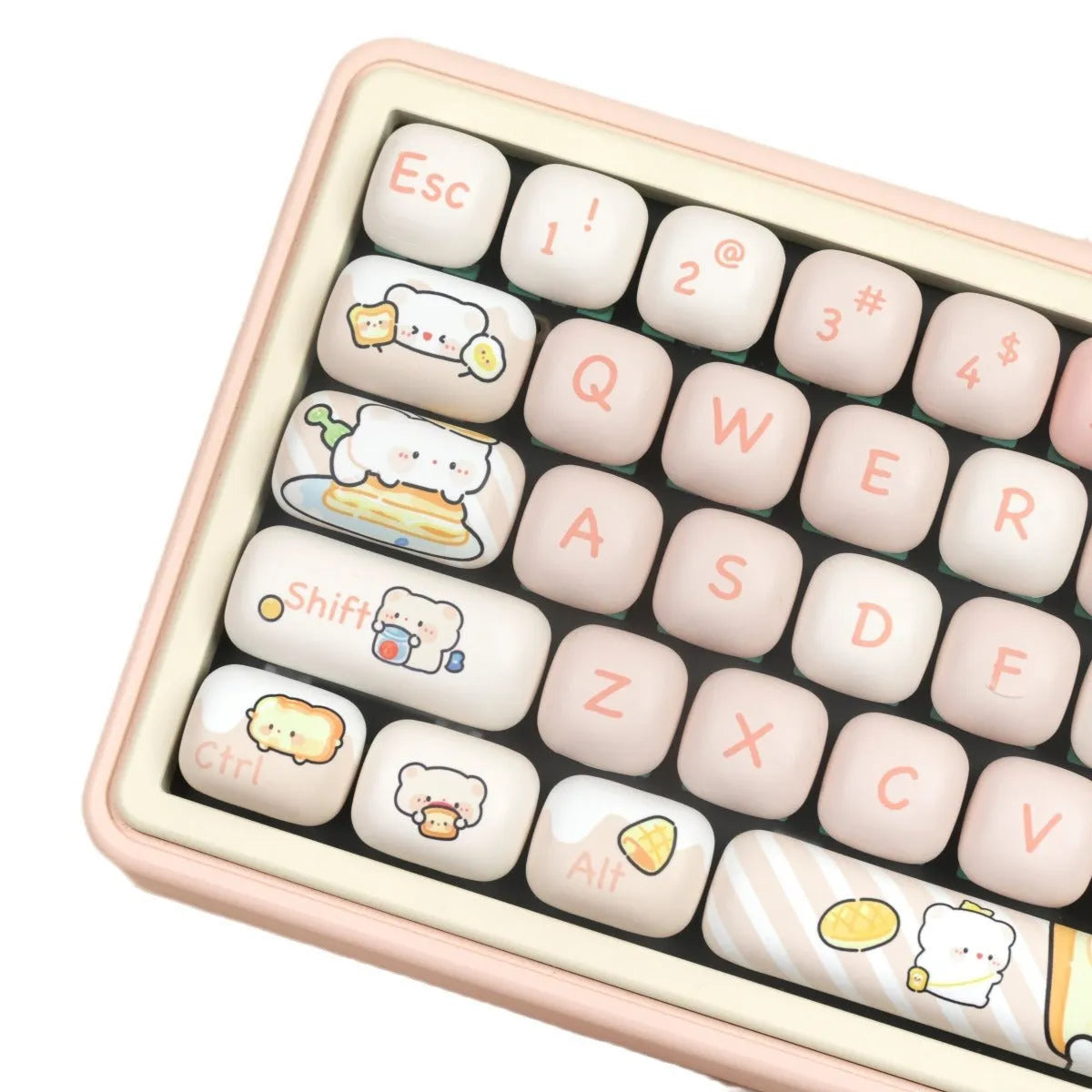 MOG profile PBT keycap set with steamed bread design and bread bear thermal sublimation print