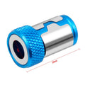 Light blue screwdriver bit with magnetic ring for slotted metric screws