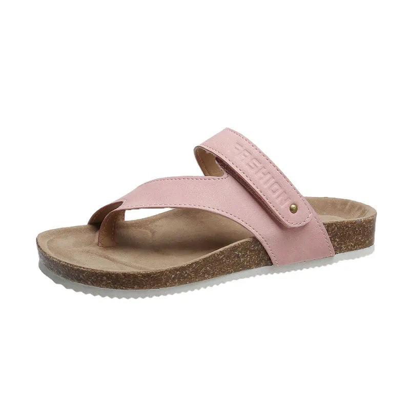 Flat toe ring thick-soled flip-flops in artificial PU with foam sole, shown in blue colour