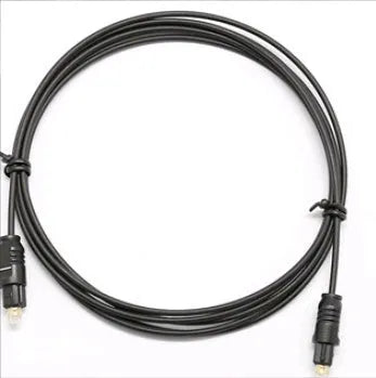 OD2.2 digital audio optical fibre cable with TOSLINK connectors on a white background.