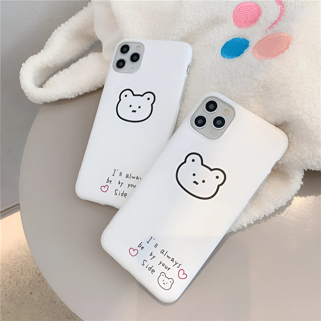 Soft silicone mobile phone case featuring a cartoon bear design, compatible with multiple Apple iPhone models.