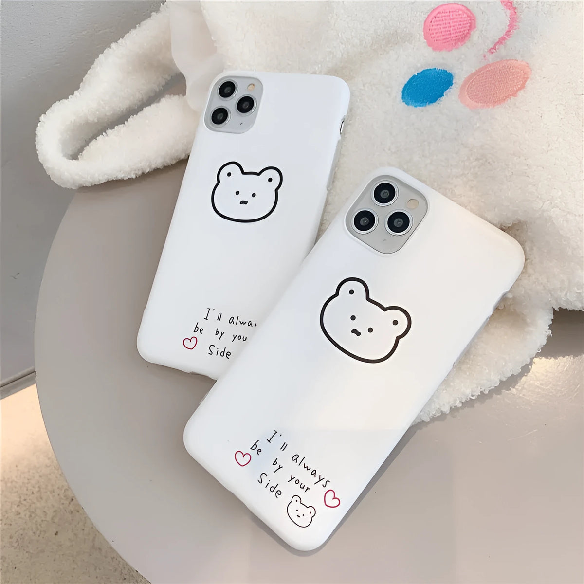 Soft silicone mobile phone case featuring a cartoon bear design, compatible with multiple Apple iPhone models.