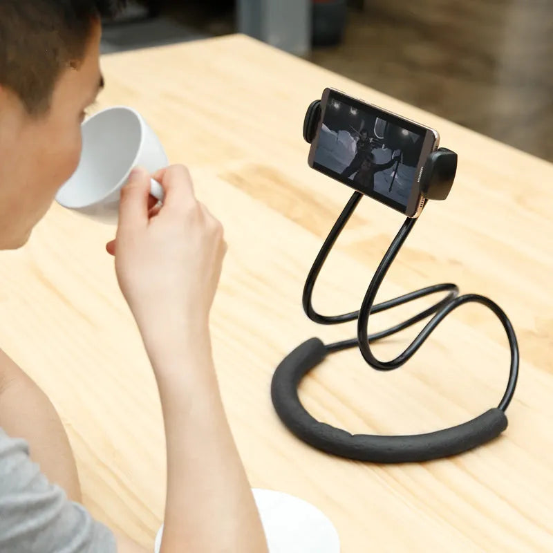 Baseus flexible 360-degree mobile phone holder showing neck and waist hanging options for a device