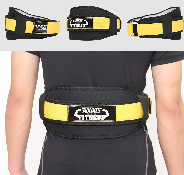 Black nylon fitness weightlifting waistband belt for adult training