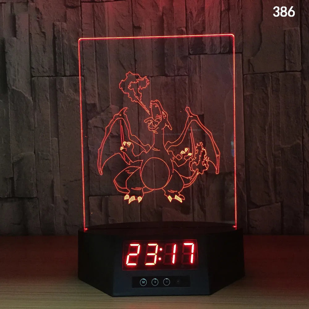 Glowing blue dolphin 3D LED table lamp with remote control on a wooden surface.