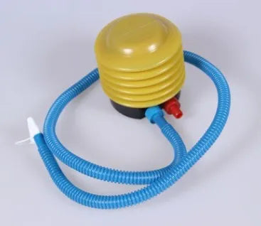 Blue and red valve manual foot pedal pump for inflating swim rings and pool floats
