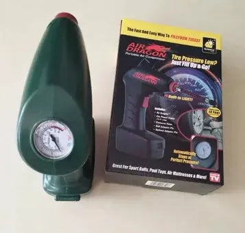 Portable 12V car air pump with electric motor for tyre inflation