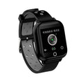 Black smart watch with built-in Bluetooth earphones stored in the watch case, showing a 1.4-inch TFT display.