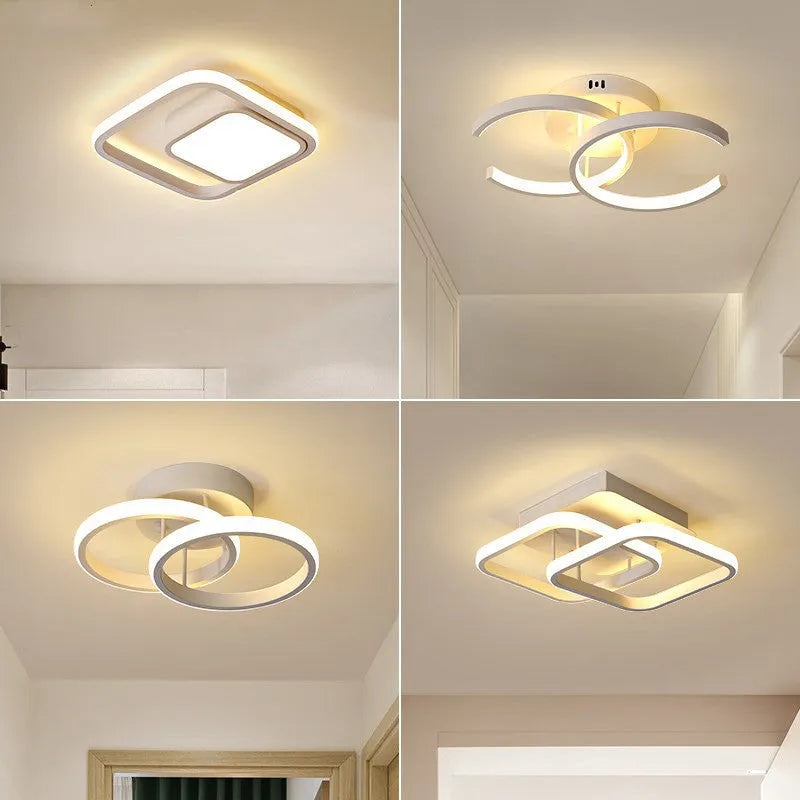 Commercial corridor aisle LED ceiling light in black double semicircle design with remote control