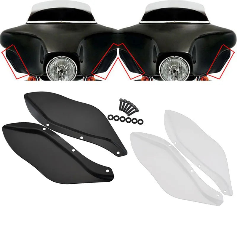 Harley motorcycle side wing head cover pair in black or transparent for Touring models 1996-2013