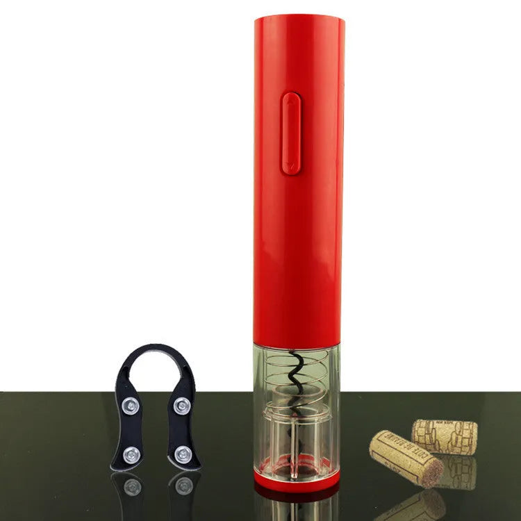 Automatic electric wine bottle opener with foil cutter in black colour showing ABS plastic construction