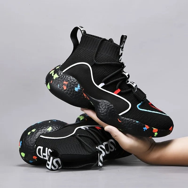 Men's camouflage pattern vulcanise sneakers with mesh cloth upper and rubber sole