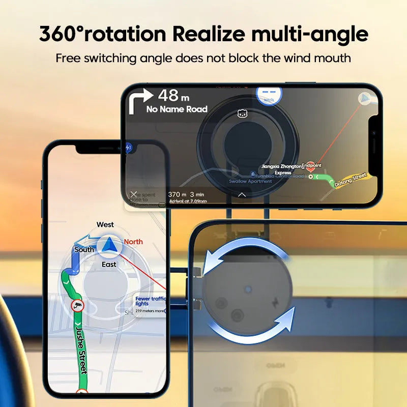 Telescopic folding floating screen car phone holder with magnetic suction mounting