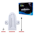 White PS5 Slim charging base with cooling pad, fixed controller charger, and RGB ambient lighting