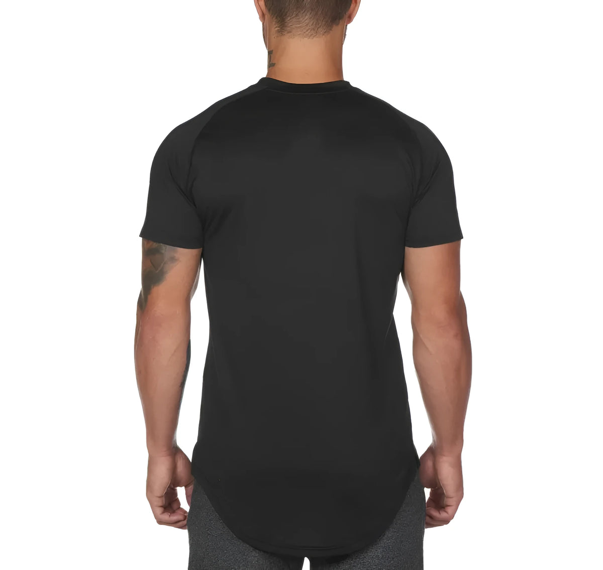 Custom mens fitness sports shirt in cotton spandex blend available in army green black and white