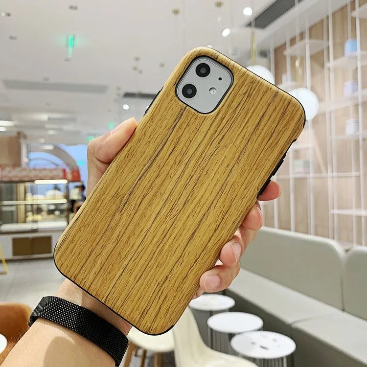 Wood phone case for iPhone showing natural wood grain in rosewood colour