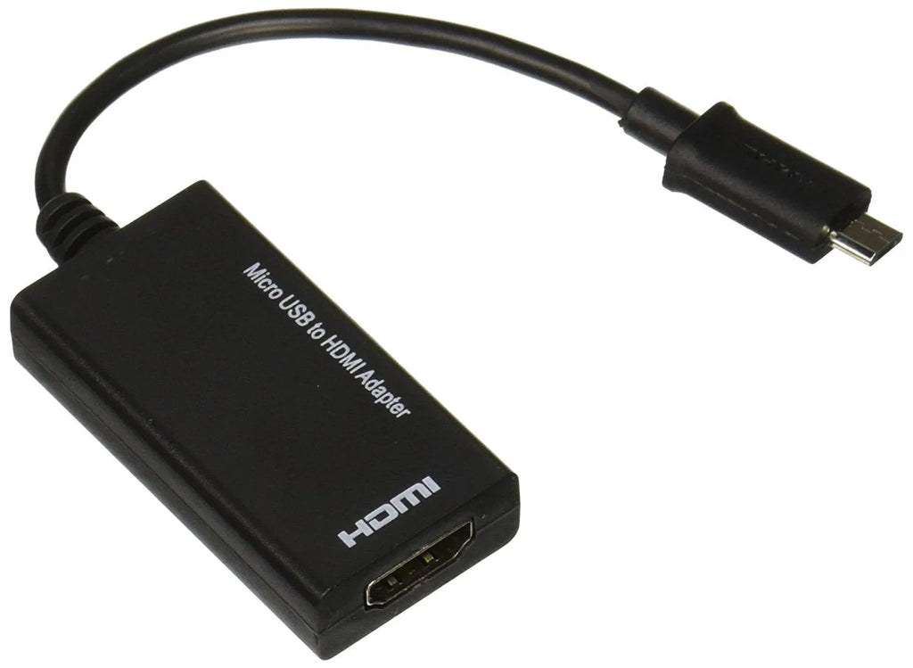 Black micro HDMI to standard HDMI male cable adapter for connecting handheld devices to displays.