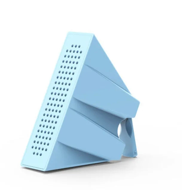 ABS mini mobile phone amplifier bracket in pink, holding a smartphone horizontally on a desktop.