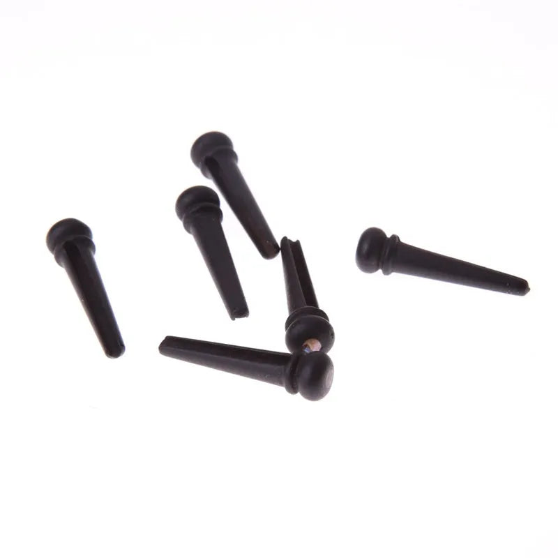 Six matt black ebony guitar string nails with 5.3mm bayonet for folk acoustic instruments