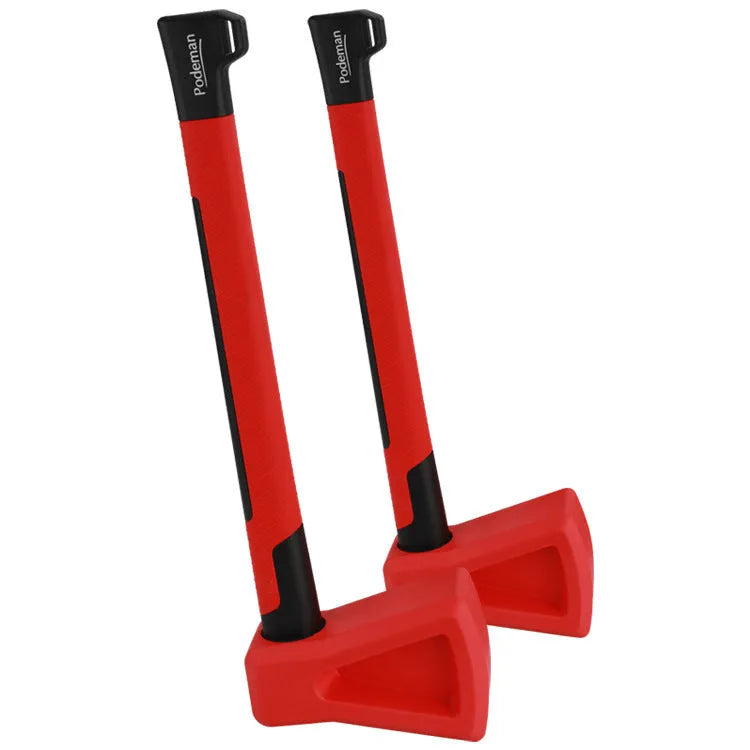 Red plastic home fitness axe muscle trainer with ergonomic handle design