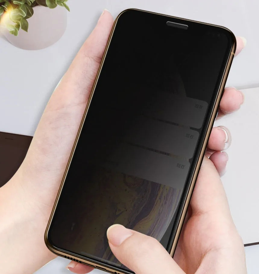 Samsung Galaxy tempered glass screen protector showing full coverage and anti-seeking alignment features