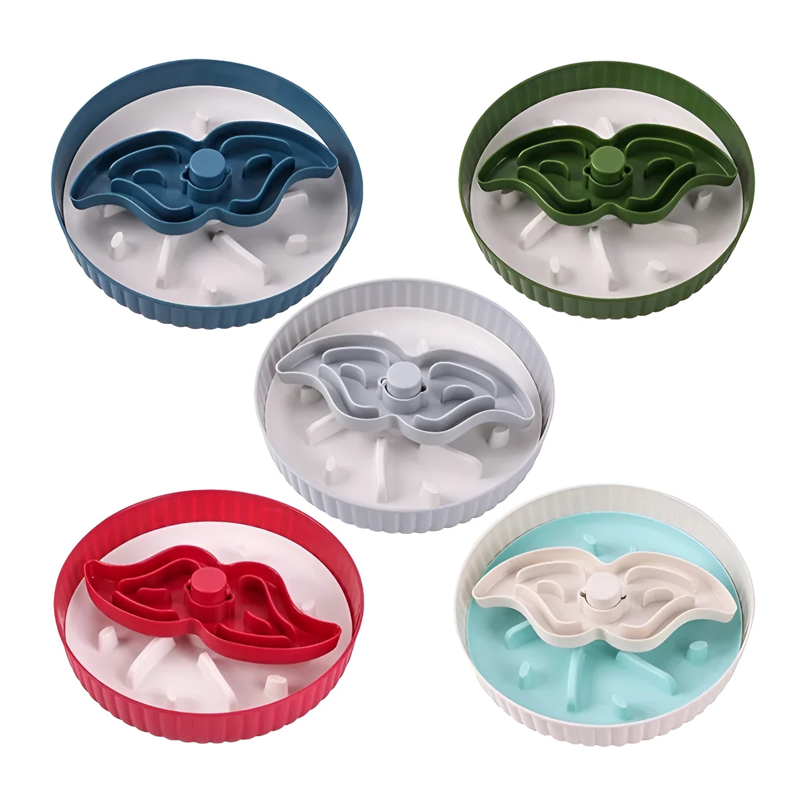 Pet slow feeder bowl with silicone licking mat insert showing textured pattern design
