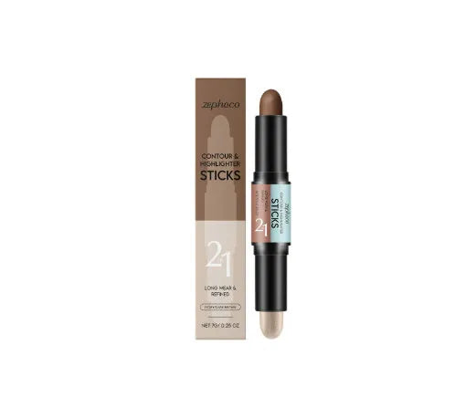 A 2-in-1 dual-tip makeup outline highlighter pencil for eyebrows and lips in three colour options.