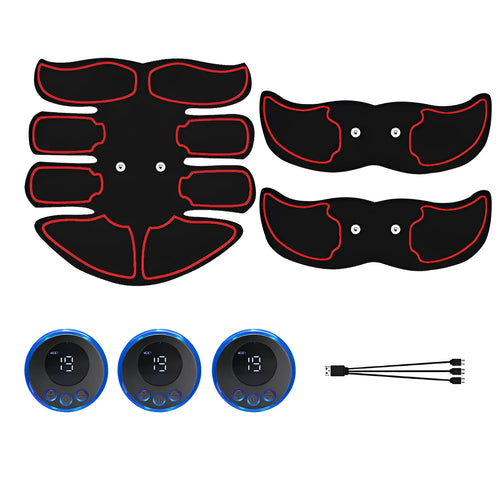 Abdominal muscle patch electronic massage device with digital display and charging functionality