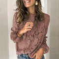 Women's hollow lace shirt with street style design in blended fabric
