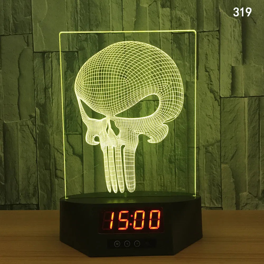Glowing blue dolphin 3D LED table lamp with remote control on a wooden surface.
