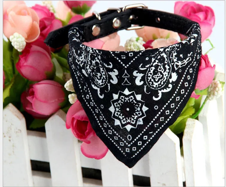 Pet triangle scarf with 1.0 cm PU and canvas band, 23-28 cm neck, suitable for small dogs, puppies, and cats