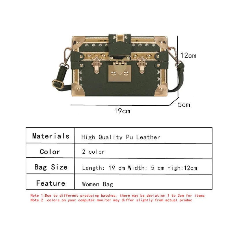 Women's hard PU shoulder bag with rivet decoration and hasp closure in black or green flap style