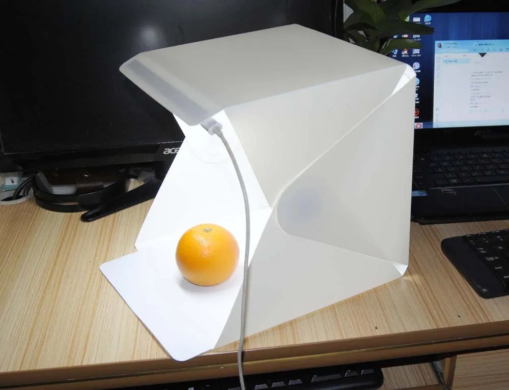 40cm folding photography softbox with LED lighting and six coloured background cloths