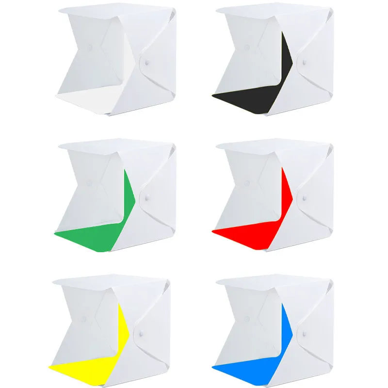 40cm folding photography softbox with LED lighting and six coloured background cloths
