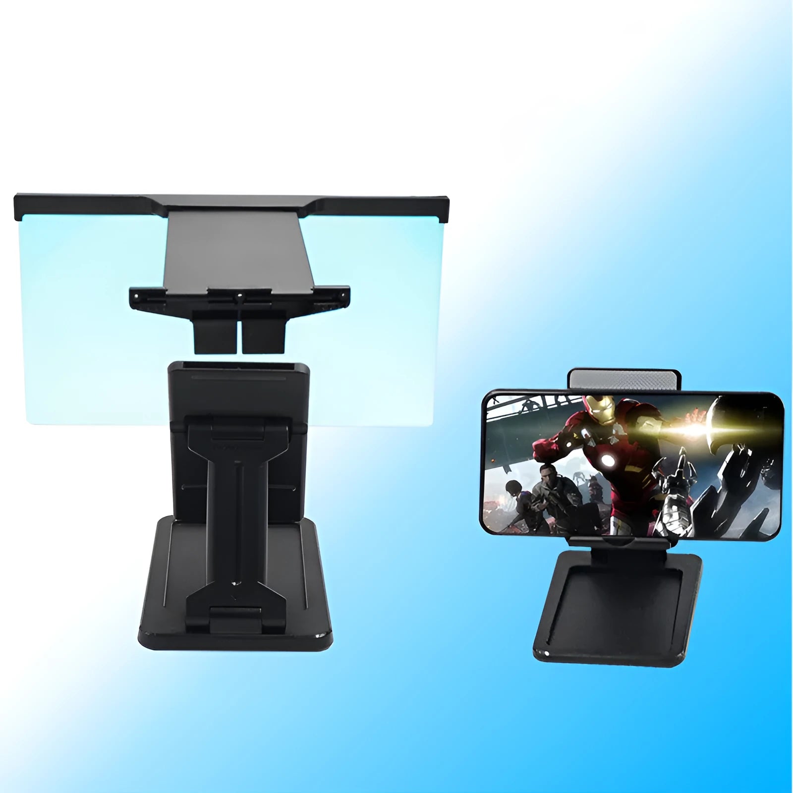 Black L20 split-screen mobile phone magnifier with 12-inch acrylic lens and ABS plastic shell.