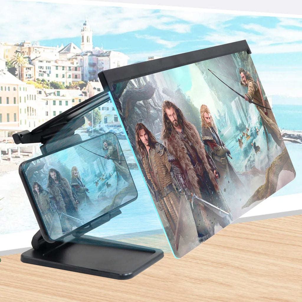 Black L20 split-screen mobile phone magnifier with 12-inch acrylic lens and ABS plastic shell.