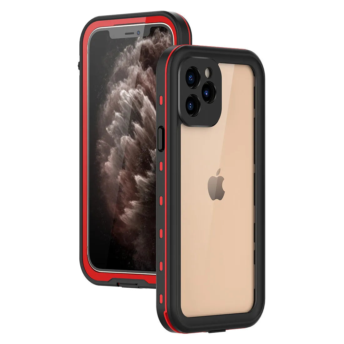 FREDPEPPER IP68 waterproof shockproof case for iPhone in black, shown on a phone.