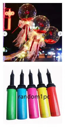 LED luminous transparent bobo balloon rose bouquet with artificial flowers and integrated lighting