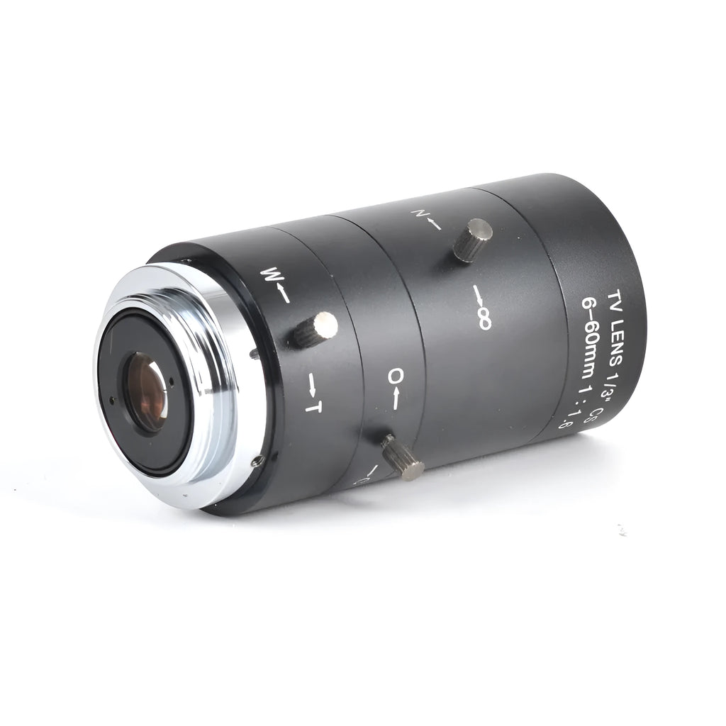 Black manual aperture 6-60mm CS mount camera lens for CCTV systems with aluminium housing