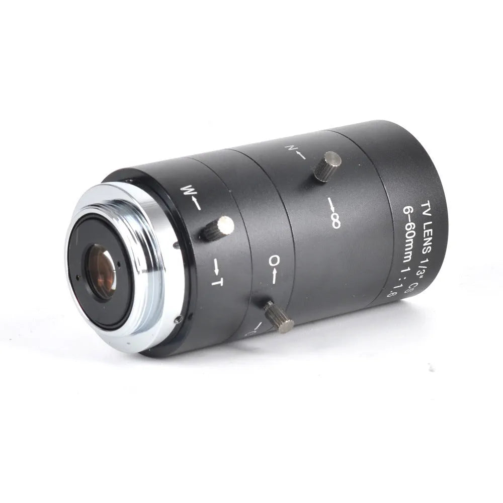 Black manual aperture 6-60mm CS mount camera lens for CCTV systems with aluminium housing