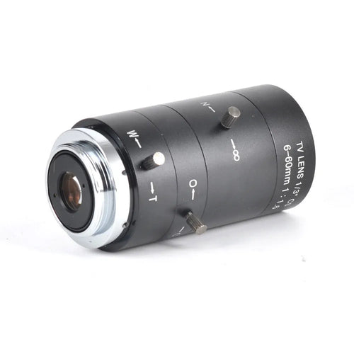 Black manual aperture 6-60mm CS mount camera lens for CCTV systems with aluminium housing