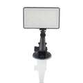 Black aluminium LED video conference light with 96 LEDs, OLED screen, and Type-C port for laptop calls.