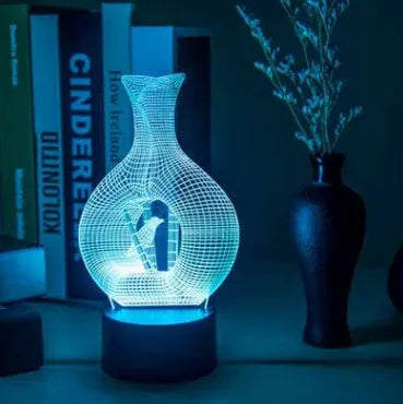 Creative 3D acrylic LED night light with colourful illumination on an ABS base.
