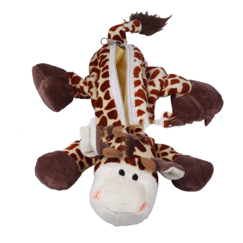 Soft plush Korean cartoon animal pencil case for children with round design and multiple animal options