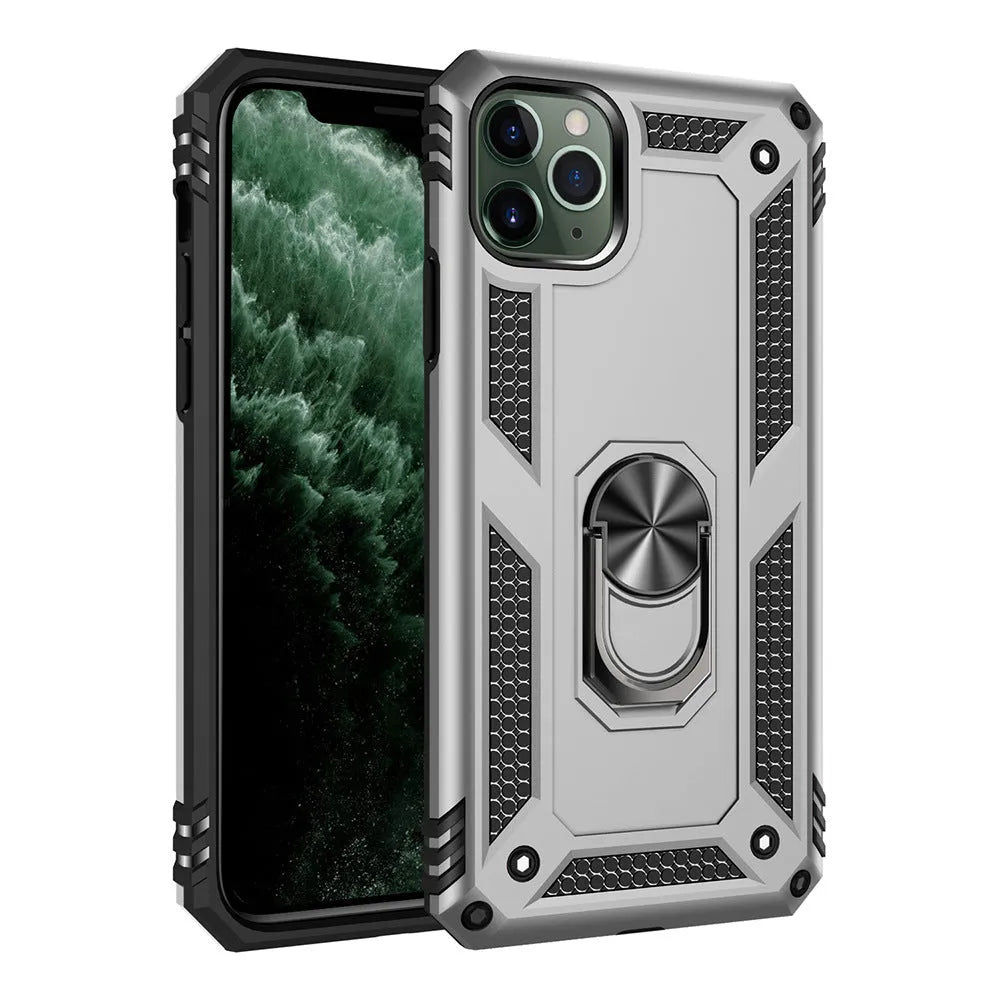 Dark green TPU and PC back cover case for Apple iPhone, shown alongside compatible model logos.