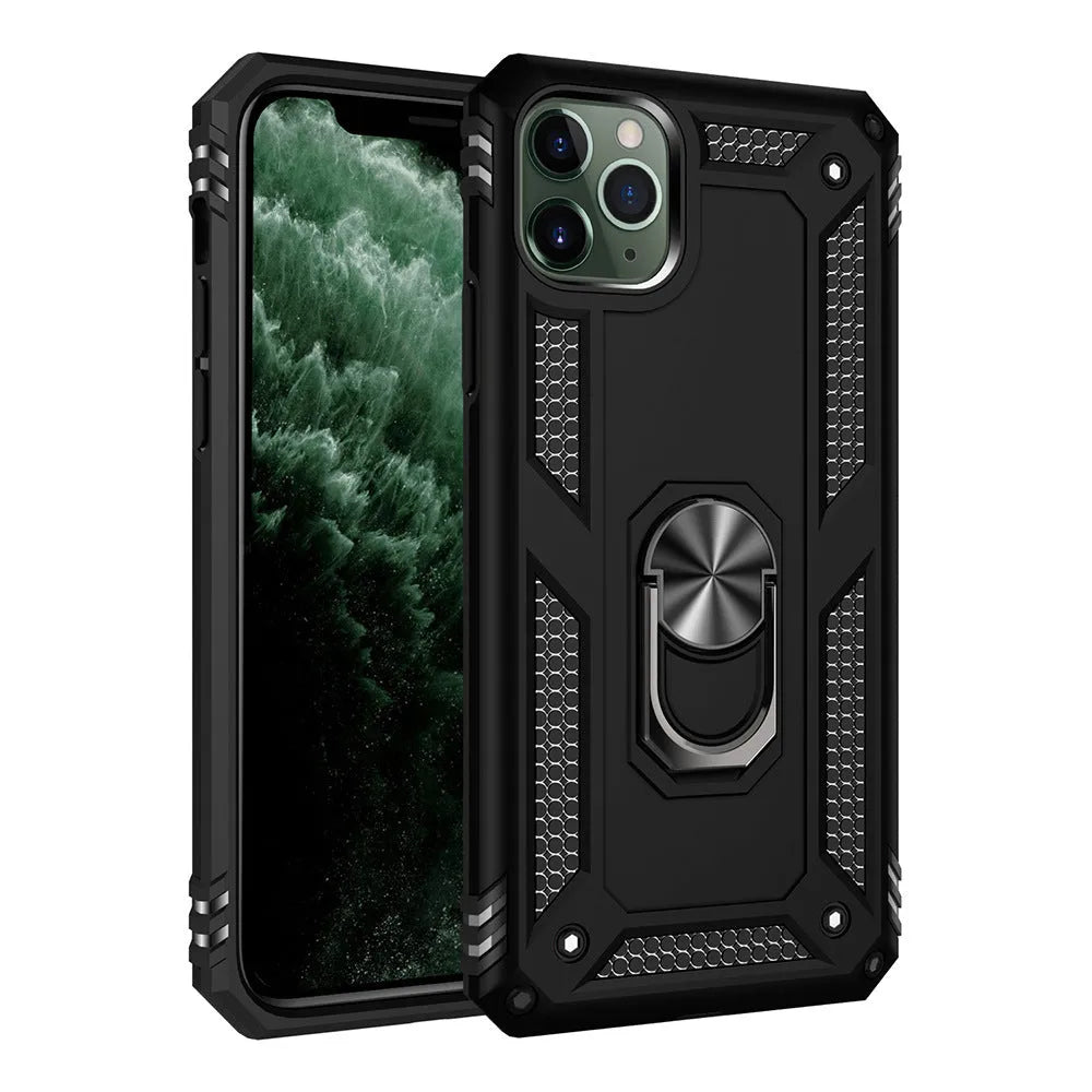 Dark green TPU and PC back cover case for Apple iPhone, shown alongside compatible model logos.